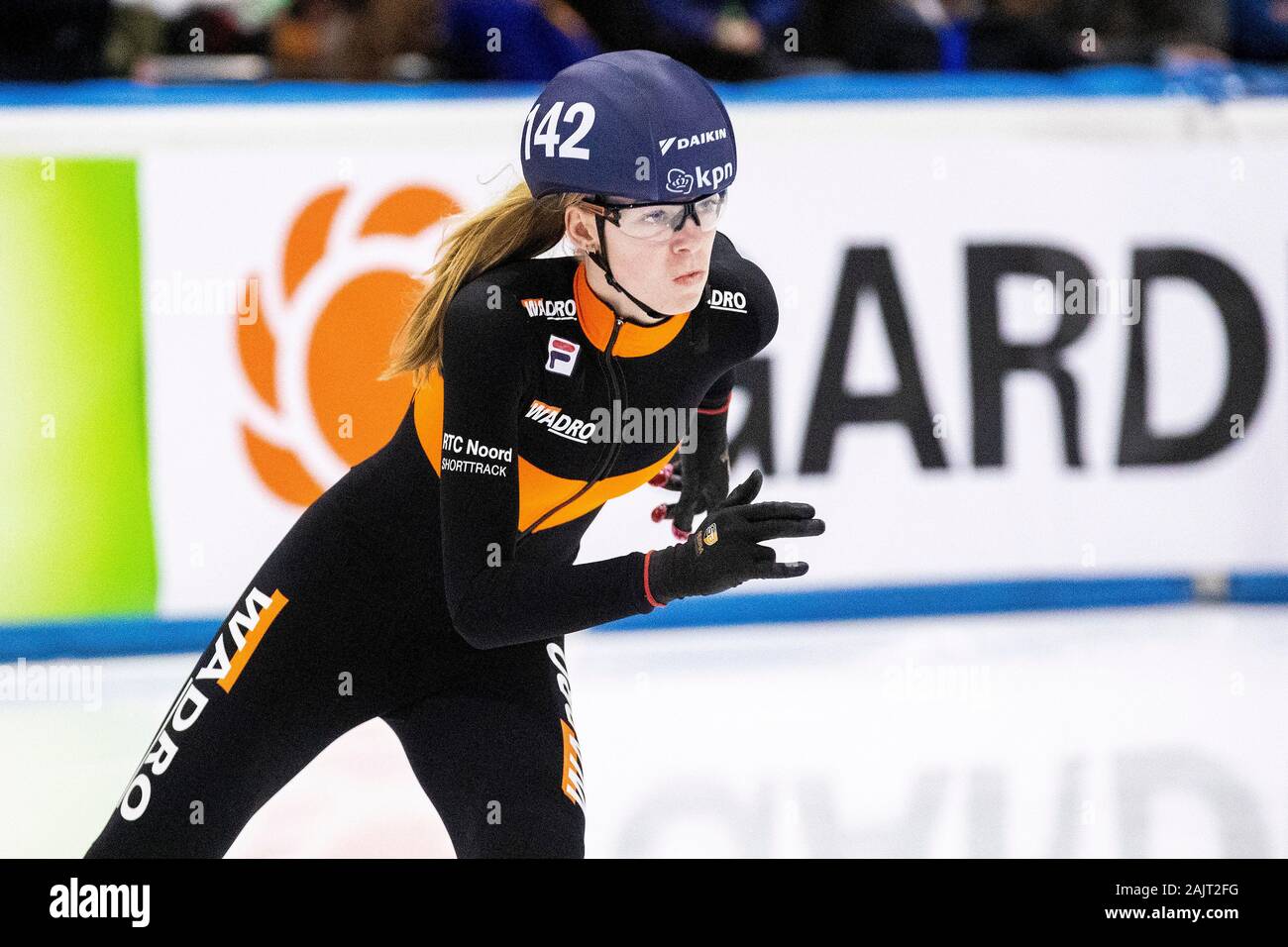 Leeuwarden, Netherlands. 05th Jan, 2020. LEEUWARDEN, Elfsteden Hal, 05-01-2020, season 2019/2020, Dutch Shorttrack Championships. Gioya Lancee during the NK Shorttrack Credit: Pro Shots/Alamy Live News Stock Photo