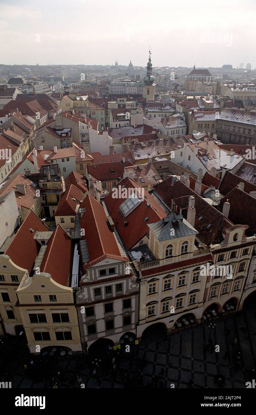 CITYSCAPE PRAGUE CZECH REPUBLIC - ROOFS AND STEEPLES OF THE BAROQUE PRAGUES CITY - SILVER IMAGE © Frédéric BEAUMONT Stock Photo