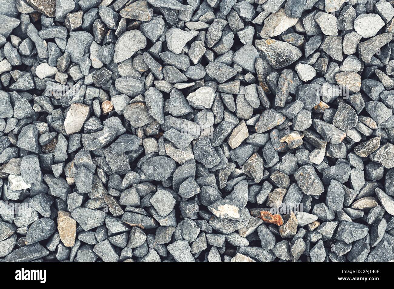 Landscaping bluestone gravel background texture from above Stock Photo