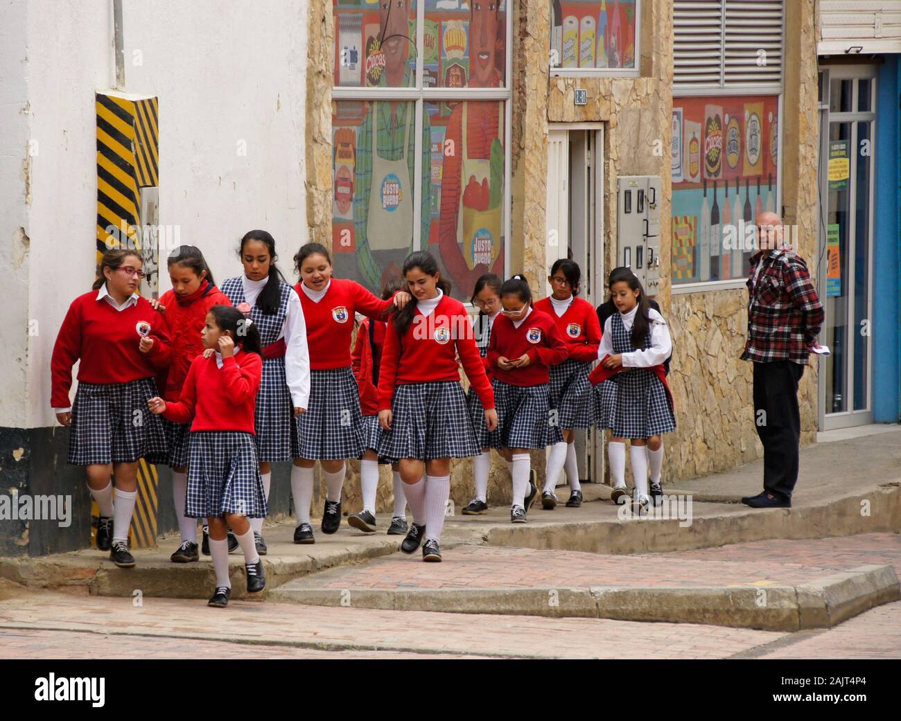 Female Students In School Uniform Walking On Street Outside Supermarket In Nemocon Colombia Stock Photo Alamy Female Students In School Uniform Walking On Street Outside Supermarket In Nemocon Colombia Stock Photo Alamy
