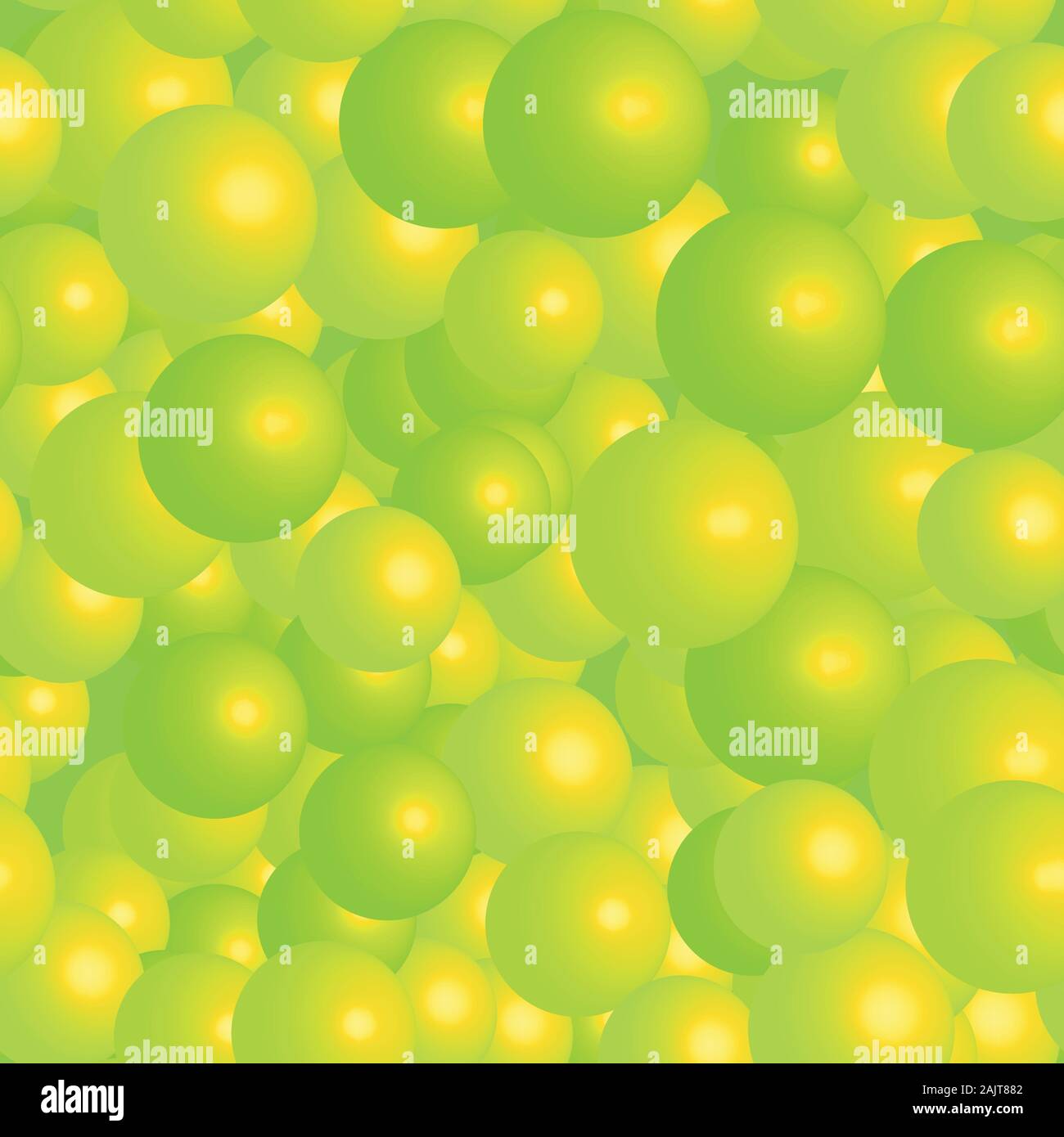 Yellow Green Balls Seamless Pattern on Green Background Stock Vector