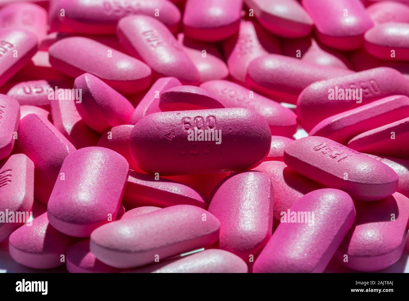Ibuprofen tablets for pain relief. Stock Photo