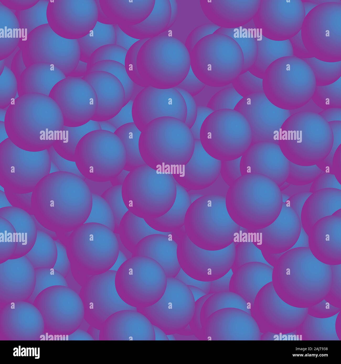 Blue Purple Balls Seamless Pattern on Purple Background Stock Vector