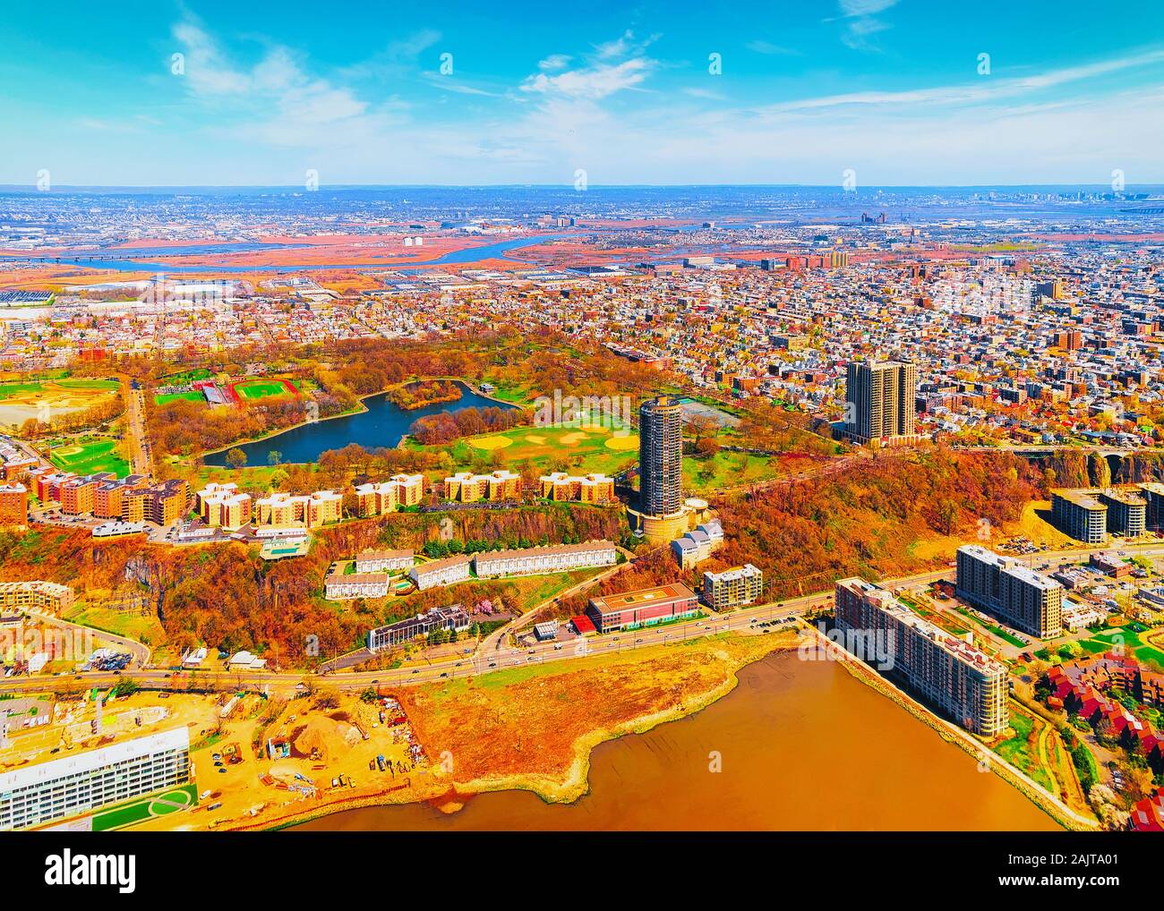 145th Street Bridge between Manhattan and Bronx NYC reflex Stock Photo