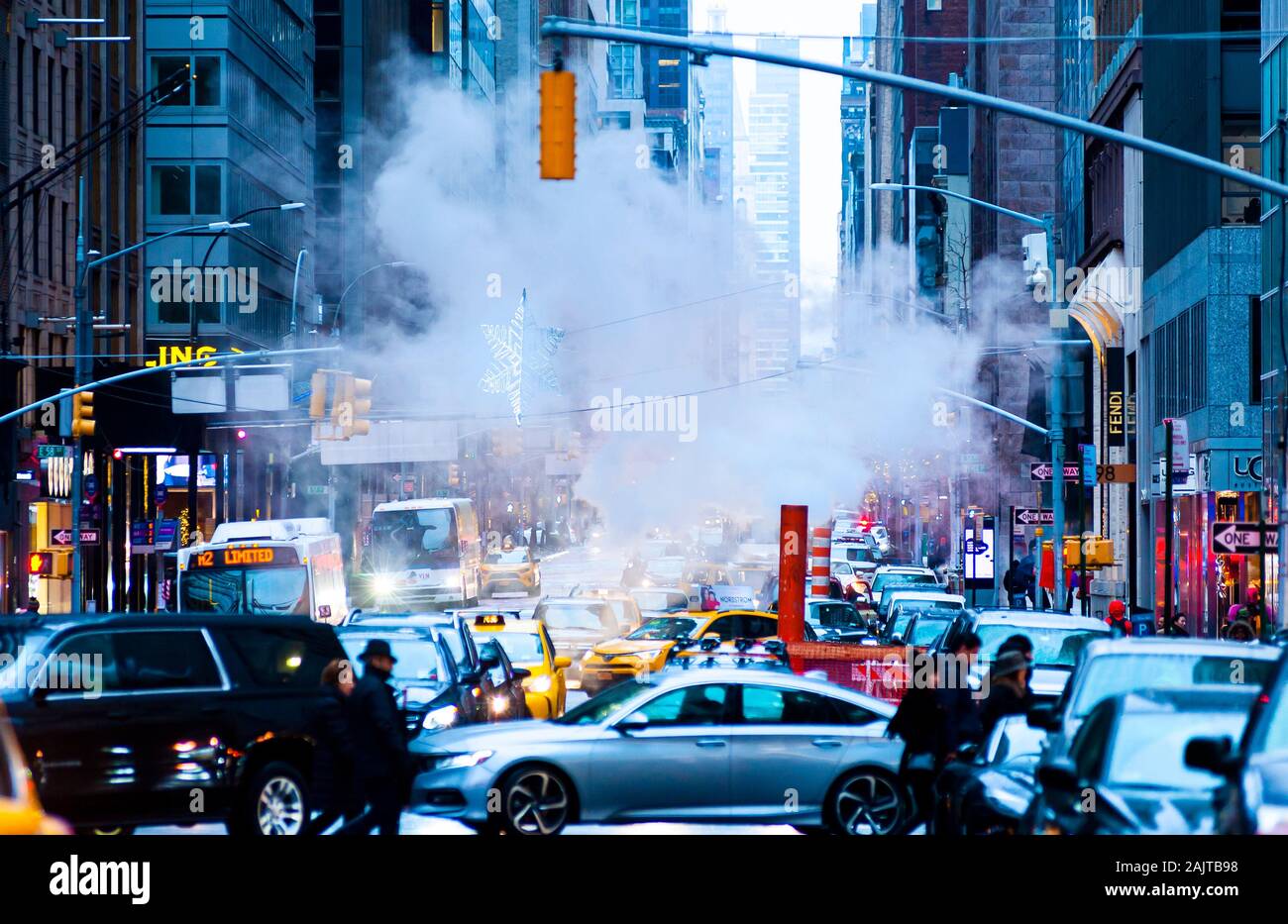 Crowded City Street Scene Stock Photo