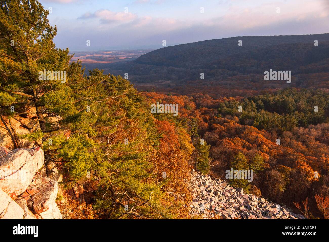 November sunset from an overlook at Devils Lake State Park, Wisconsin, USA Stock Photo