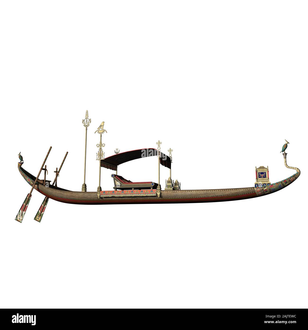 Illustration of An Ancient Egyptina ship or barge isolated over white Stock Photo