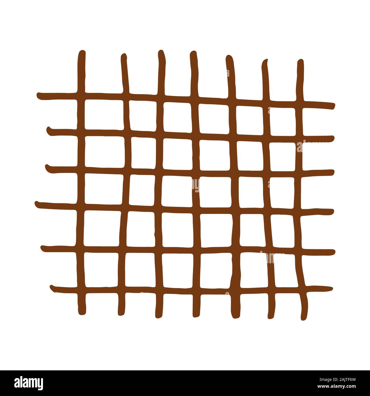 Handdrawn brown grid. Vector illustration. Stroke ink and marker. Stock Vector