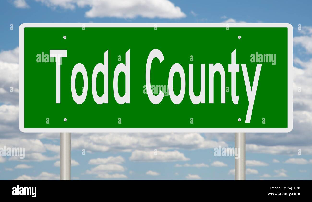 Todd Sign Rendering of a green 3d highway sign for Todd County Stock Photo - Alamy