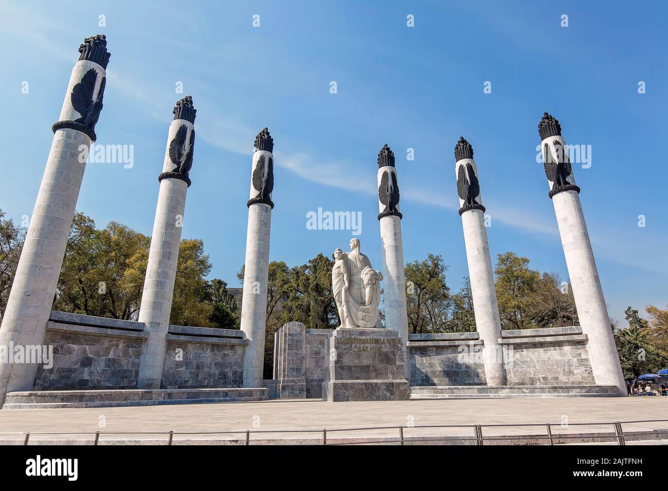 Mexico City, Mexico-25 December, 2019: Boy Soldiers monument (also known as the Heroes Children Monument) in Chapultepec park (Bosque de Chapultepec) Stock Photo