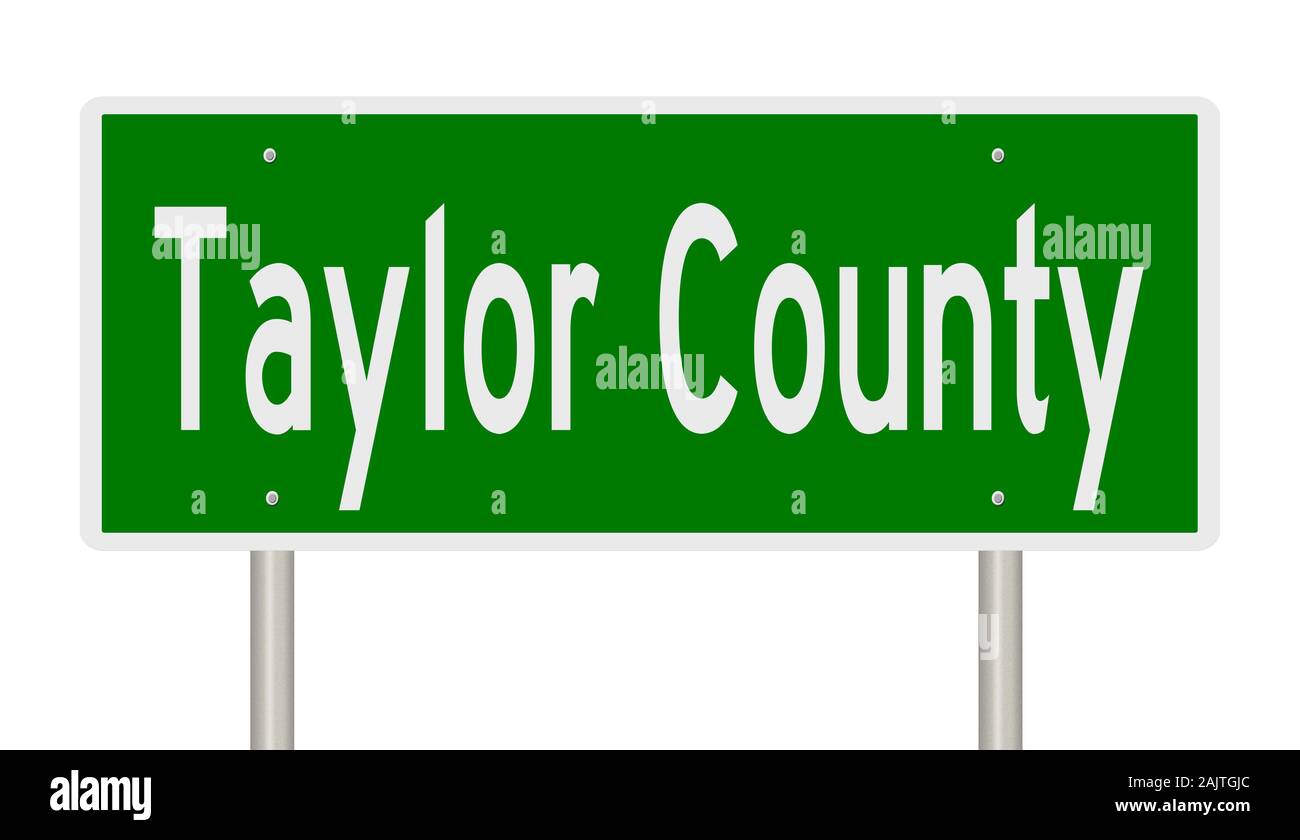 Rendering Of A Green 3d Highway Sign For Taylor County Stock Photo Alamy