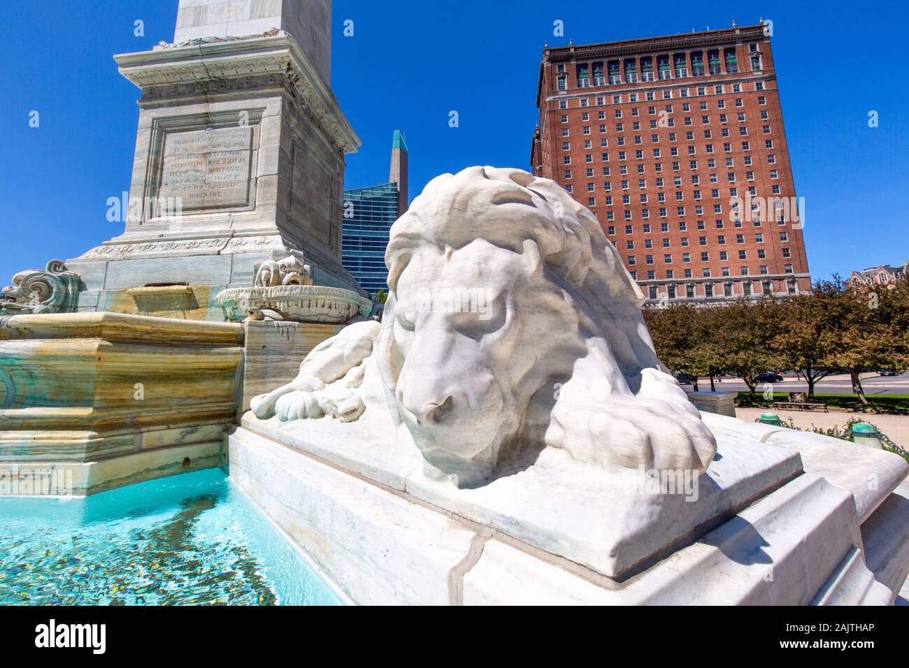 Buffalo City Hall and Marble Lion Of The McKinley Monument in city
