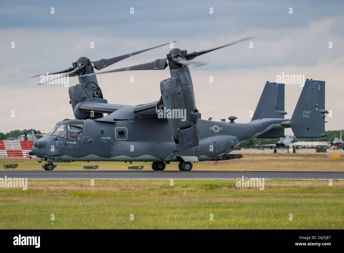 A United States Air Force Bell Boeing CV-22B Osprey displaying at the Royal International Air Tattoo, RAF Fairford, UK on the 21st July 2019. Stock Photo