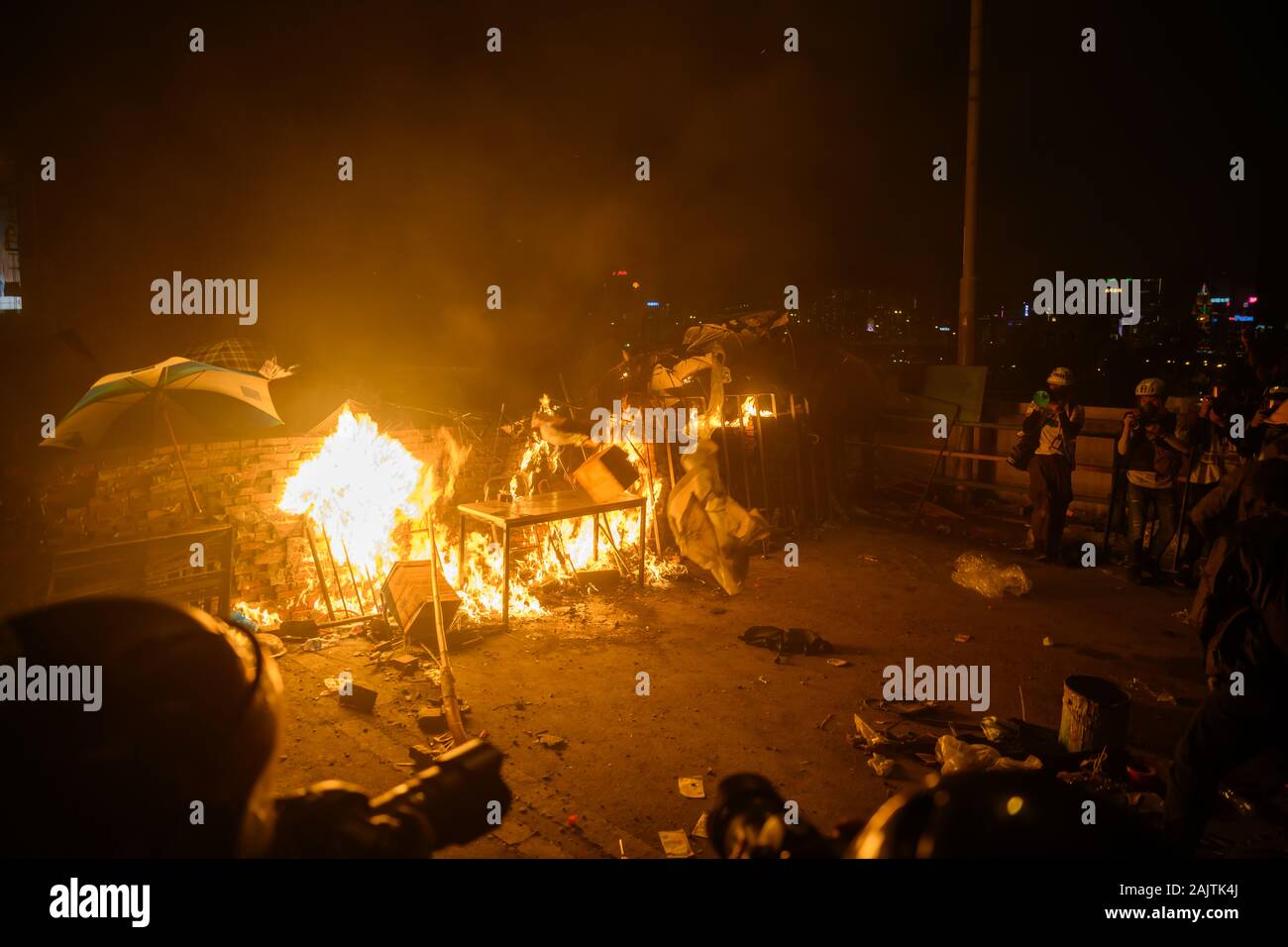PolyU, Hong Kong - Nov 17, 2019: The first day of the Siege of PolyU ...