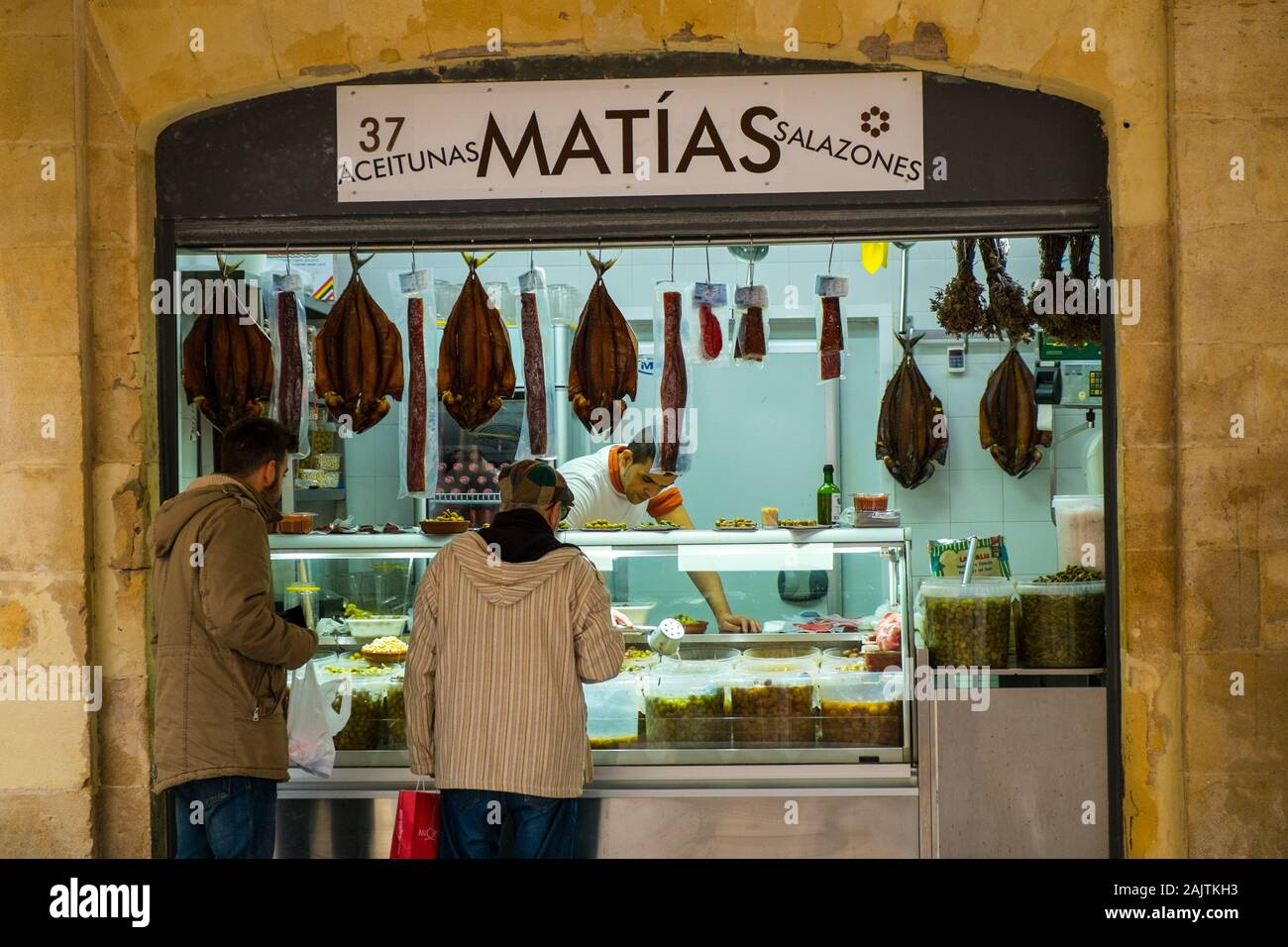Shop selling tuna and salted fish, Cádiz, Spain Stock Photo