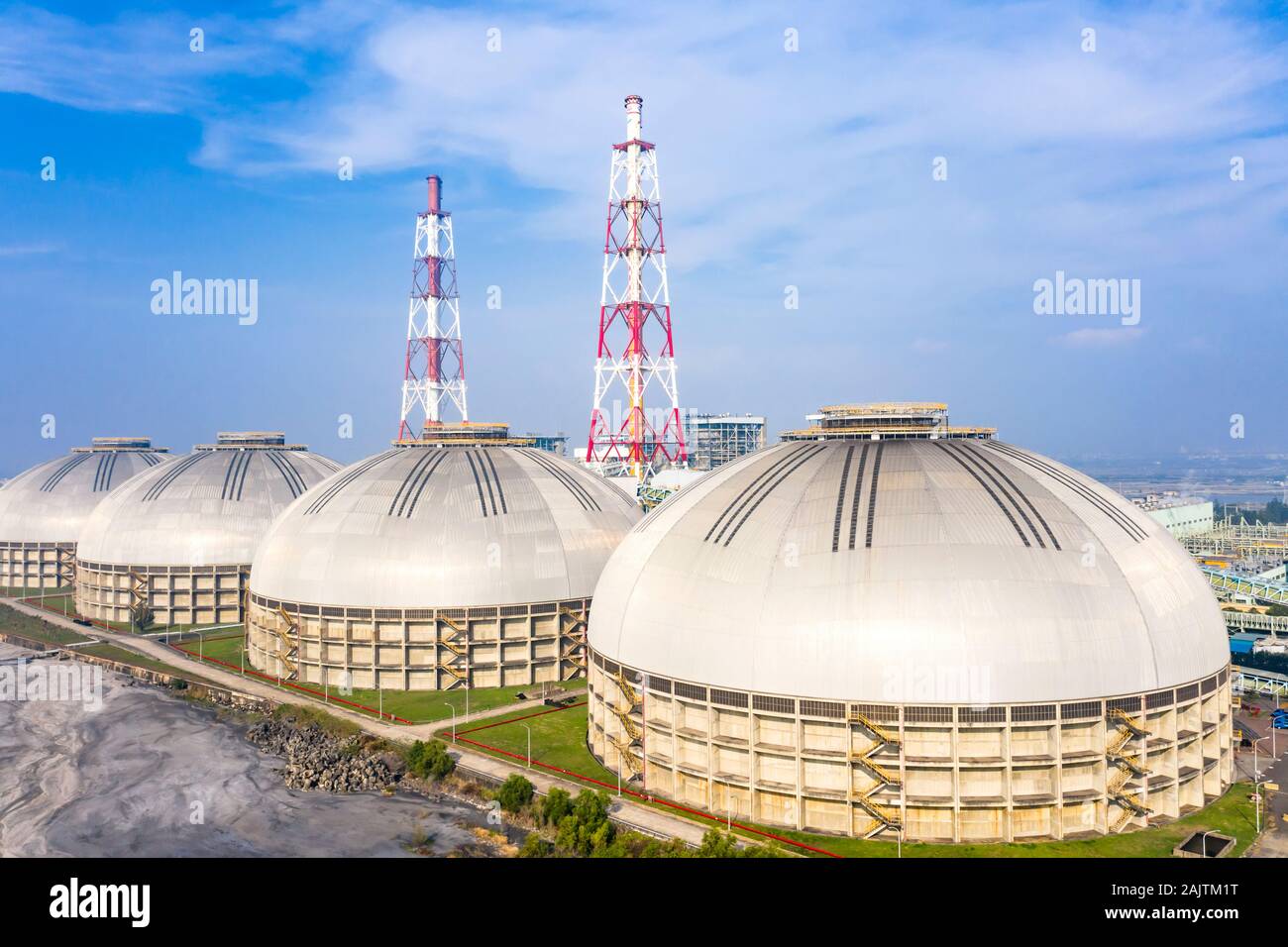 Hsinta  Thermal power plant  ,  January  04, 2020. - Aerial view  Hsinta  Thermal power plant in kaohsiung . Taiwan. Stock Photo