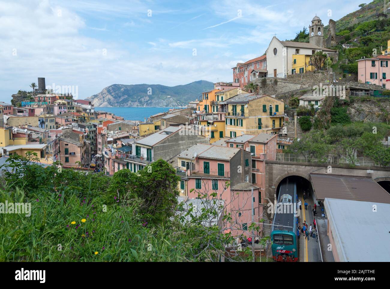 Vernazza of the coastal area Cinque Terre in the Italian province La Spezia Stock Photo