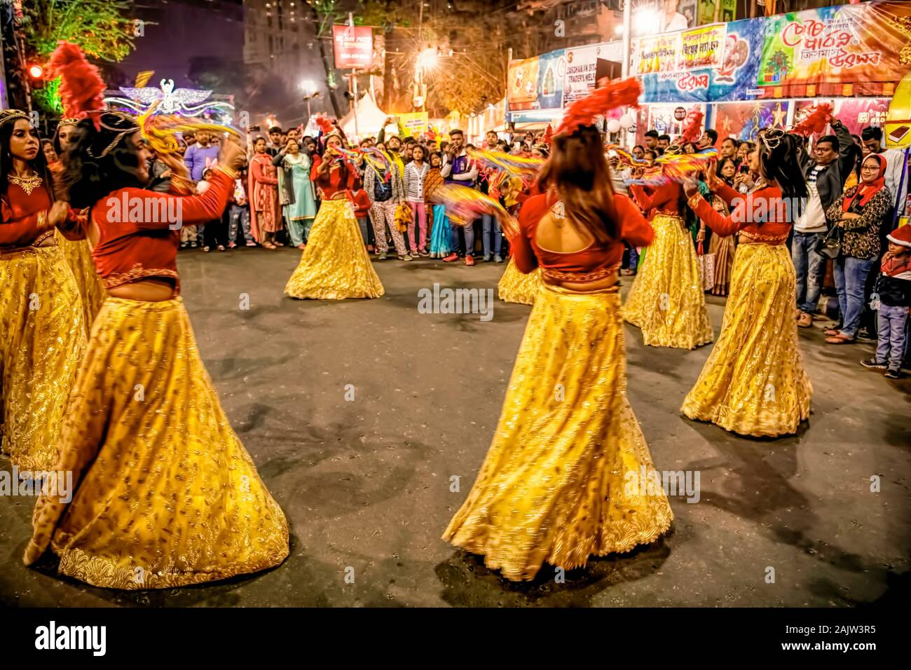 Christmas,festival,celebration,Sribhumi-2019,Street dance,Indian,Classical,dance,Rajasthan,style,Kolkata,India. Stock Photo