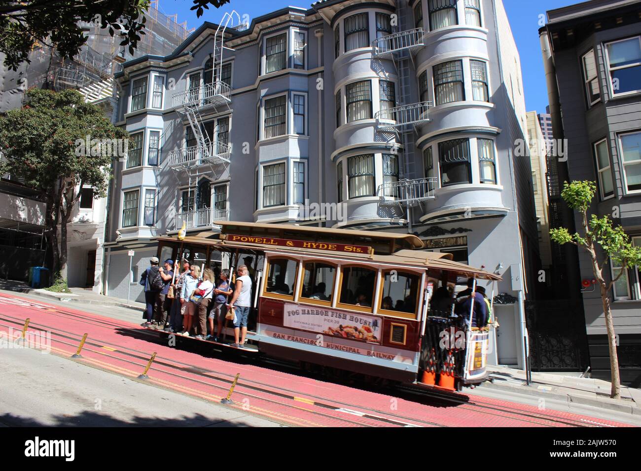 Powell Street Cable Car, Nob Hill, San Francisco, California Stock Photo