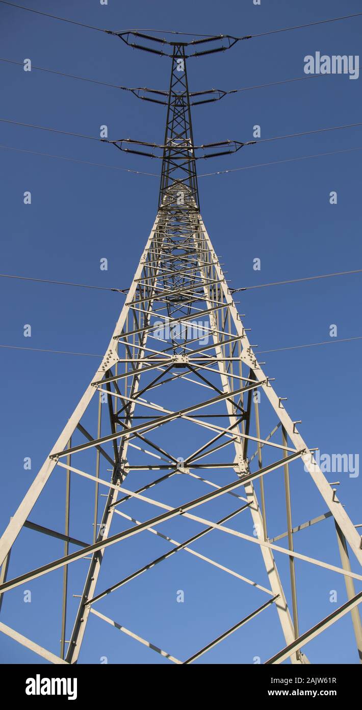 A part of a long power pole Stock Photo