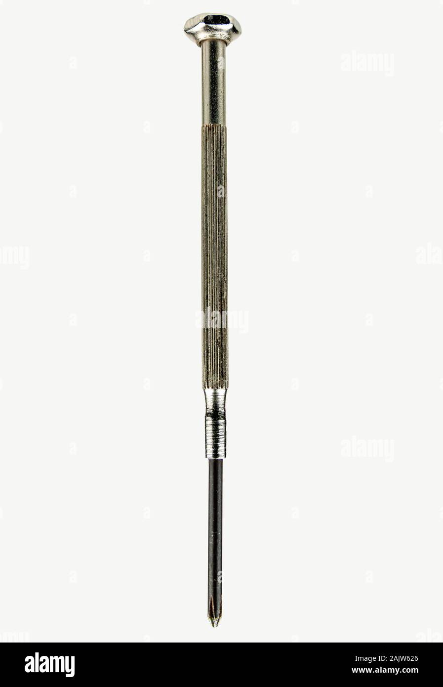 small screwdriver on a white background close-up. Stock Photo