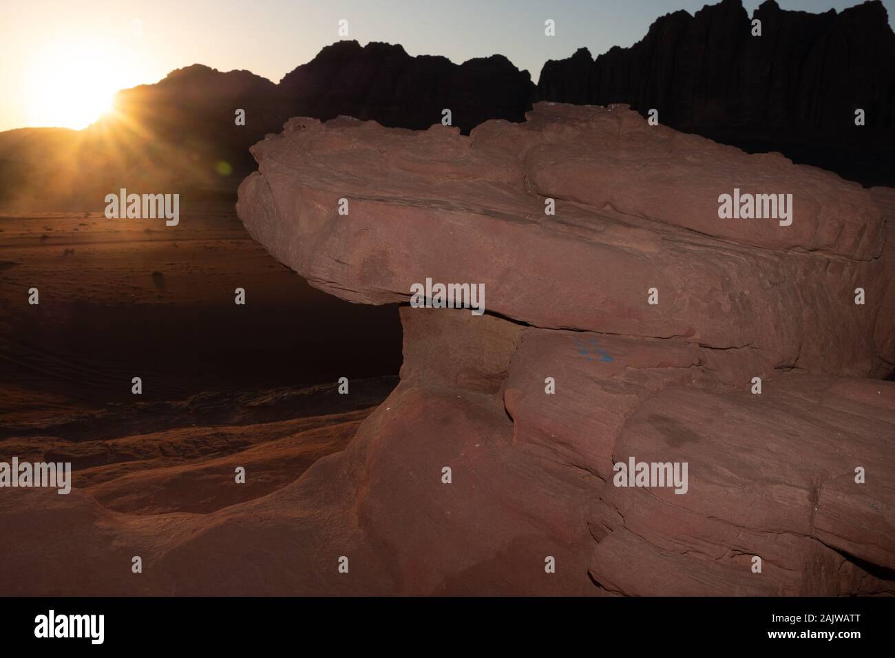 Panorama of   Wadi Rum desert, Jordan Stock Photo