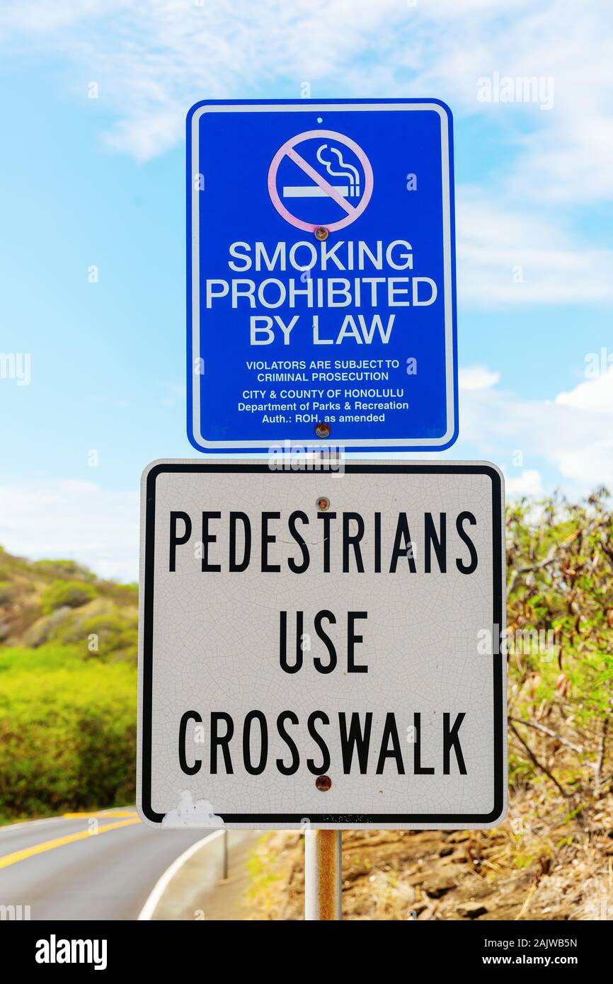picture of prohibition street signs on Oahu, Hawaii Stock Photo Alamy