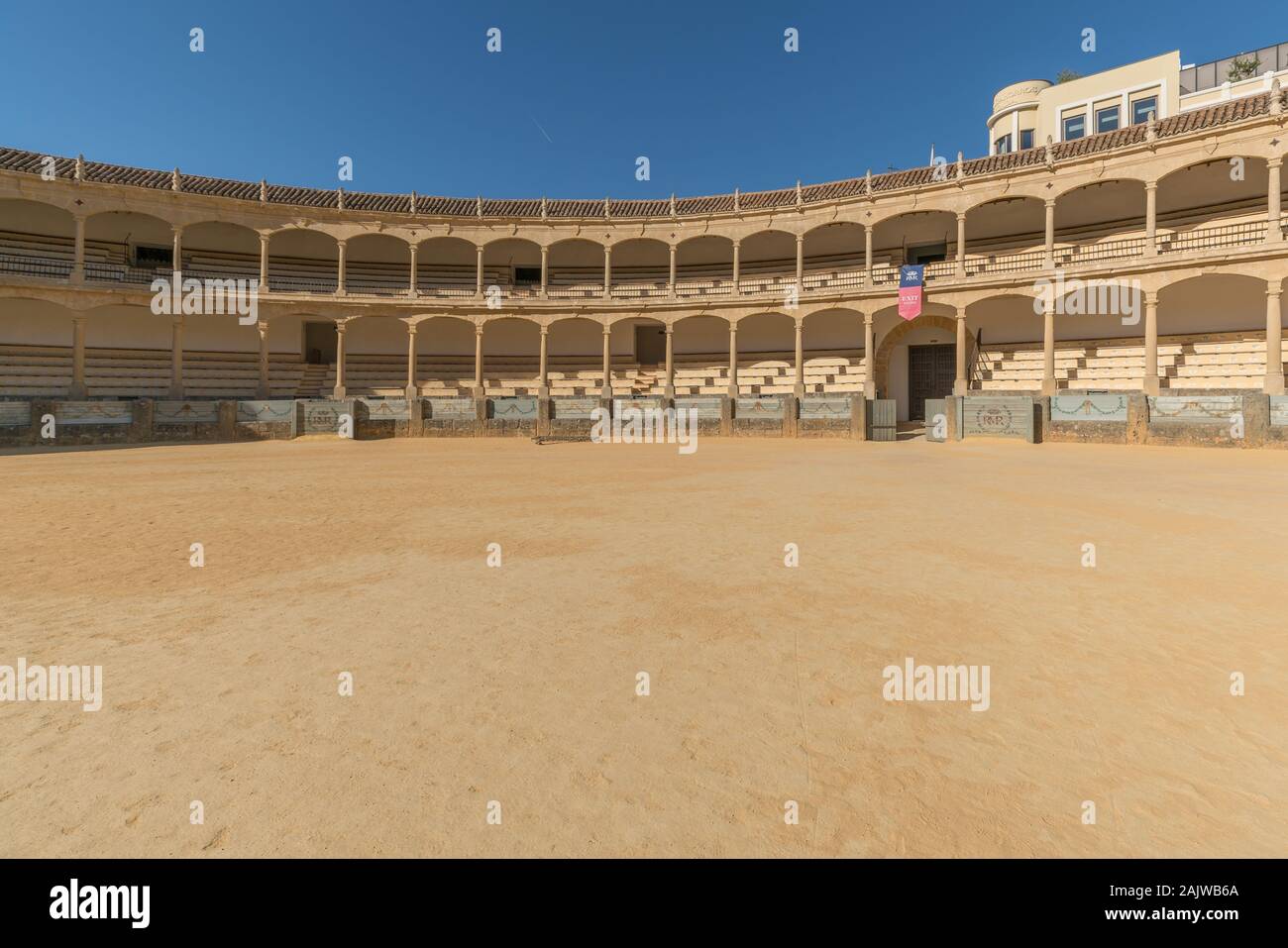 The architecture in the Plaza de Toros de Ronda, Ancient famous bullring in Ronda Stock Photo