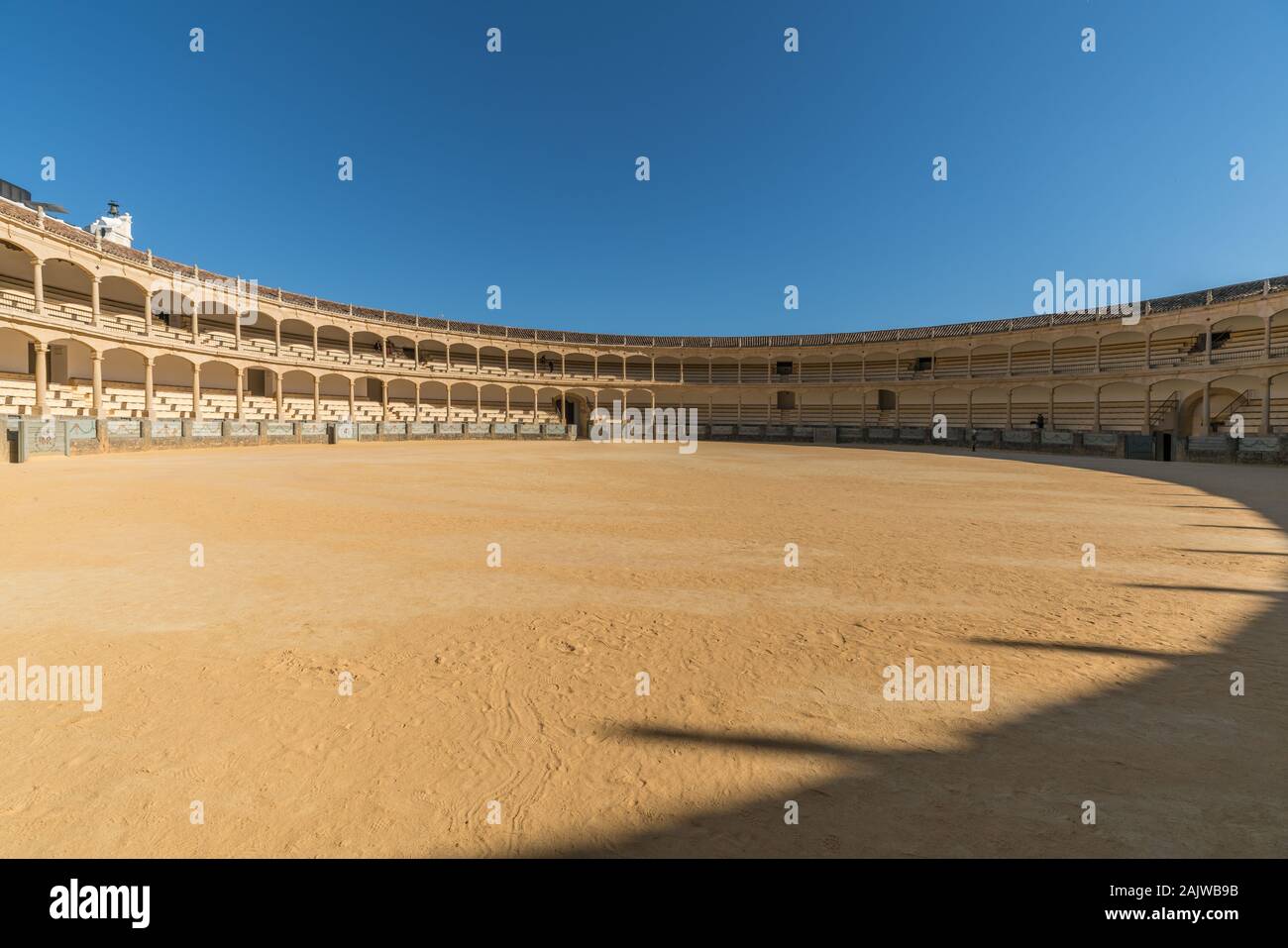 The architecture in the Plaza de Toros de Ronda, Ancient famous bullring in Ronda Stock Photo