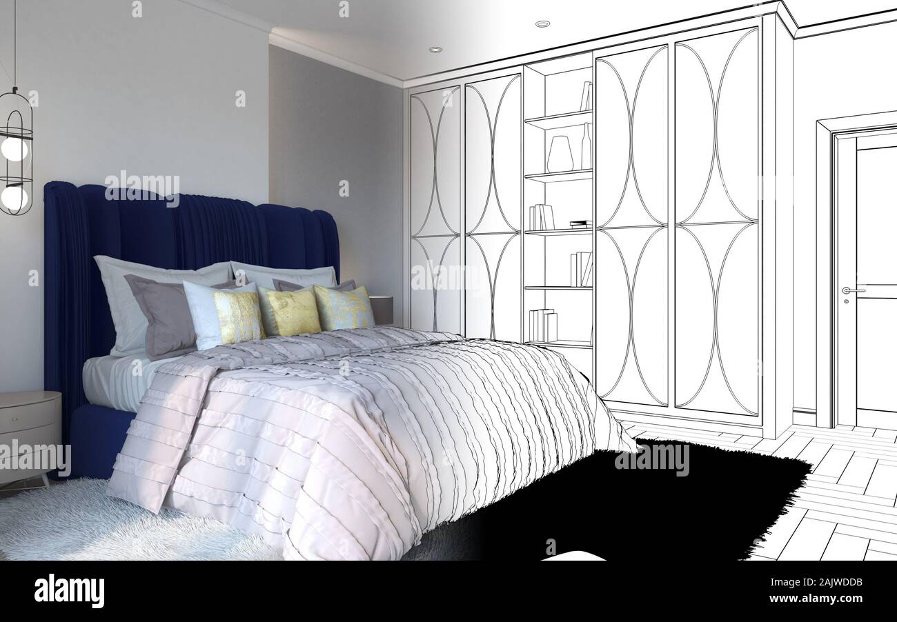 residential interior visualization, 3D illustration Stock Photo - Alamy