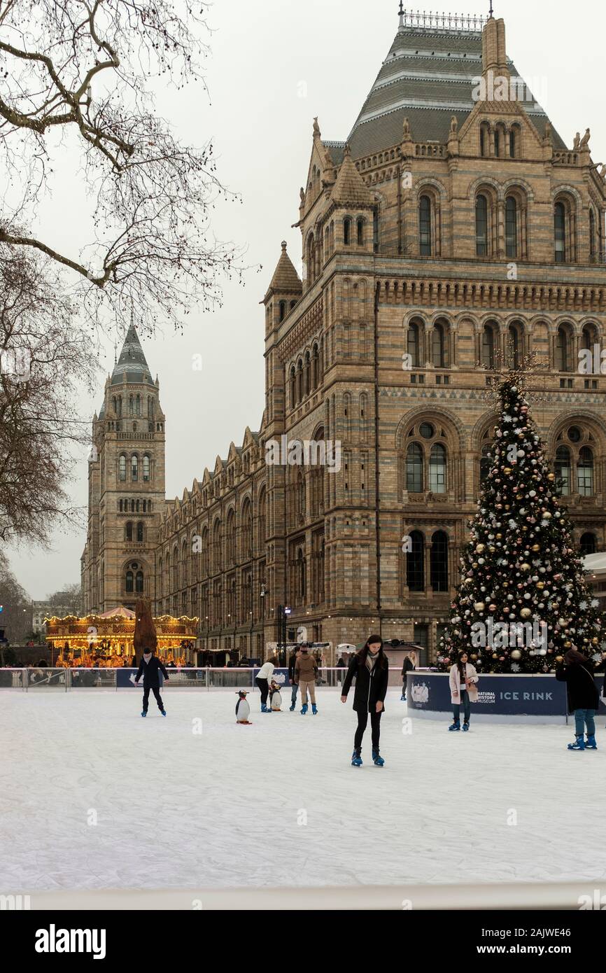 Ice Rink at the National History Museum , South Kensington,London Stock