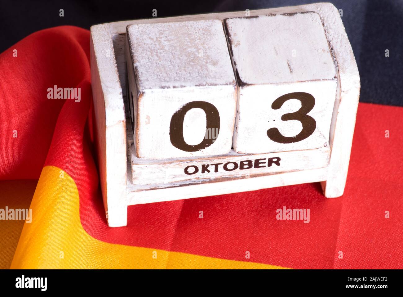 Flag of Germany, calendar and day of German unity Stock Photo