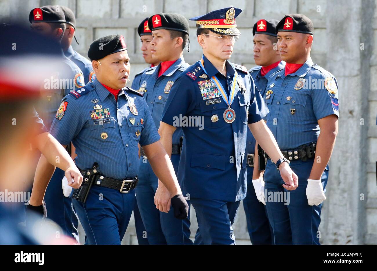 Pasay City, Philippines. 05th Jan, 2020. (C) PLTGEN GUILLERMO LORENZO T ELEAZAR The Chief of Directorial Staff during turn over ceremony of command of outgoing PNP (Philippine National Police) - AVSEGROUP (Aviation Security Group) Director PBGEN ARNEL ESCOBAL PNP-AVSEGROUP Head Quarters, NAIA Complex. (*Photo by Herman R. Lumanog/Pacific Press) Credit: Pacific Press Agency/Alamy Live News Stock Photo