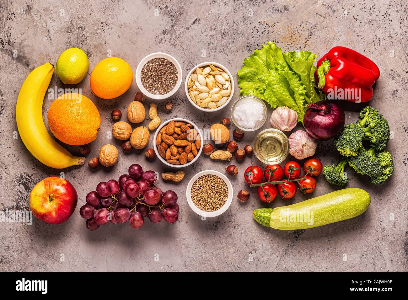 A set of products for vegetarian and vegan cooking, top view Stock