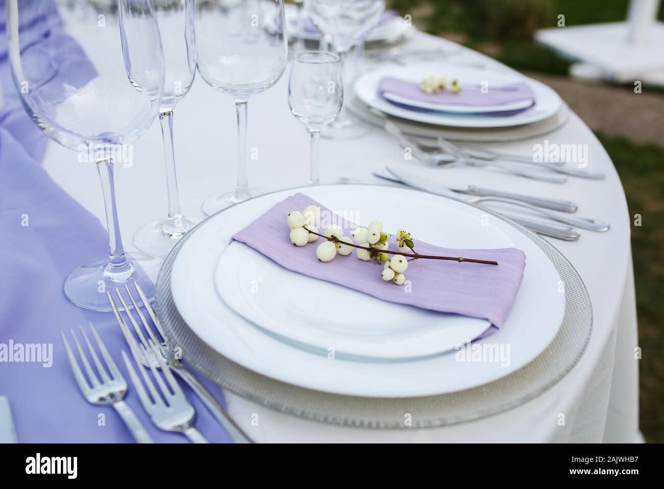 Table setting at a luxury wedding or another catered event Stock Photo ...