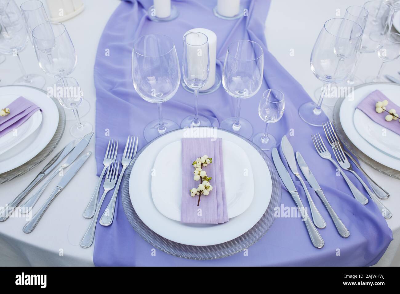 Table setting at a luxury wedding or another catered event Stock Photo