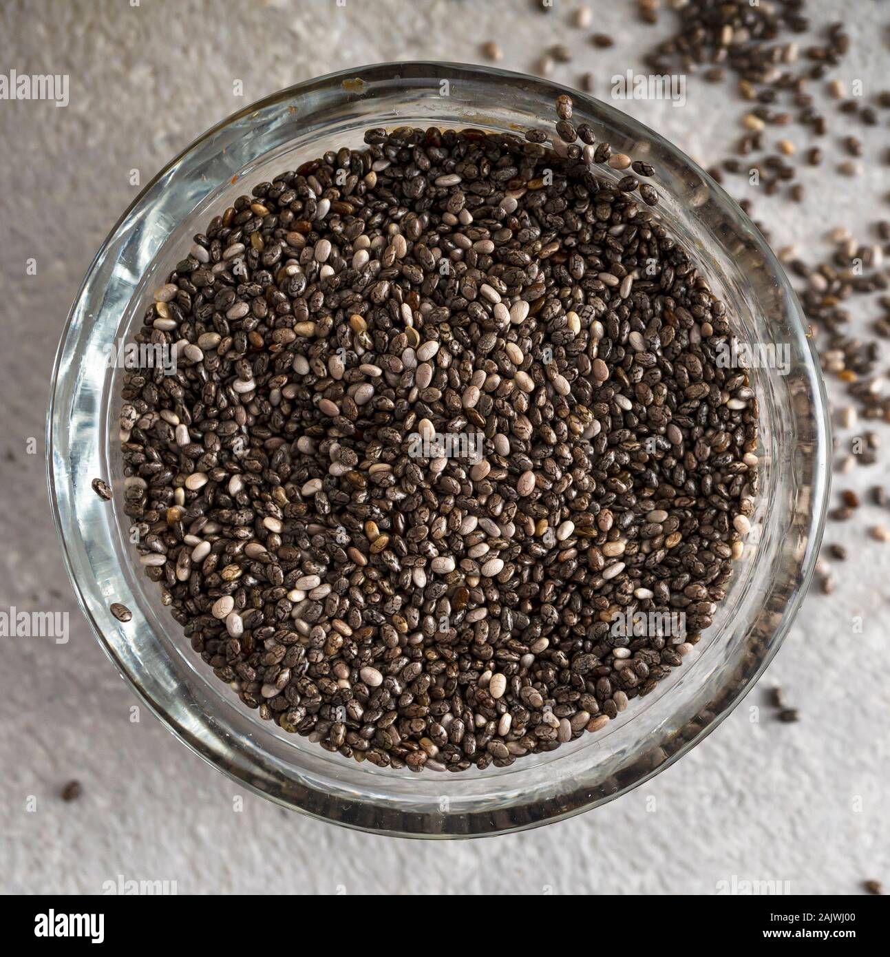 Seeds of chia closeup. Source of omega 3 Stock Photo Alamy