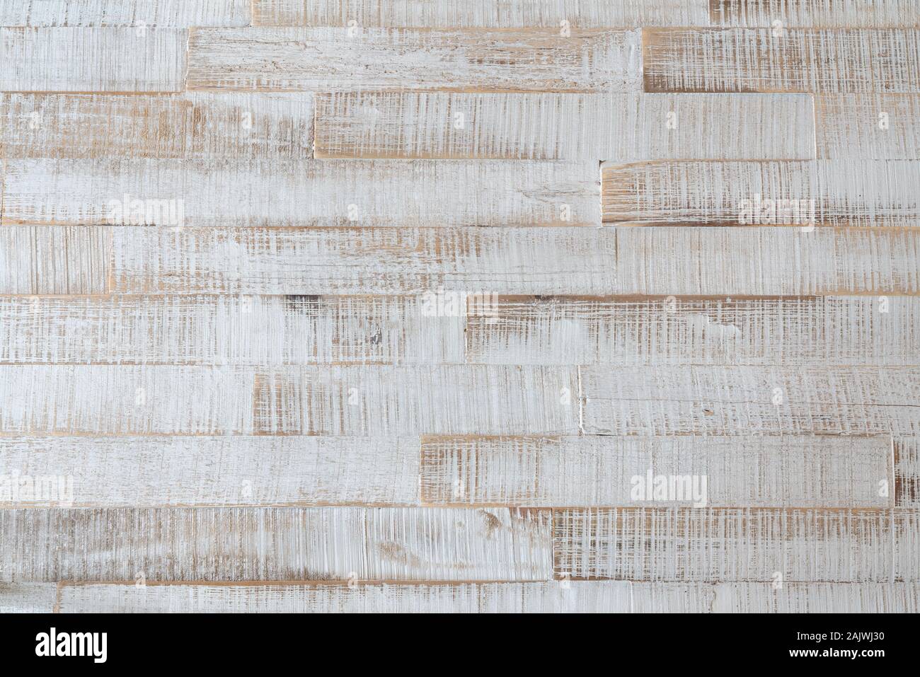 A horizontal background of rustic white wood with faded paint and panel ...