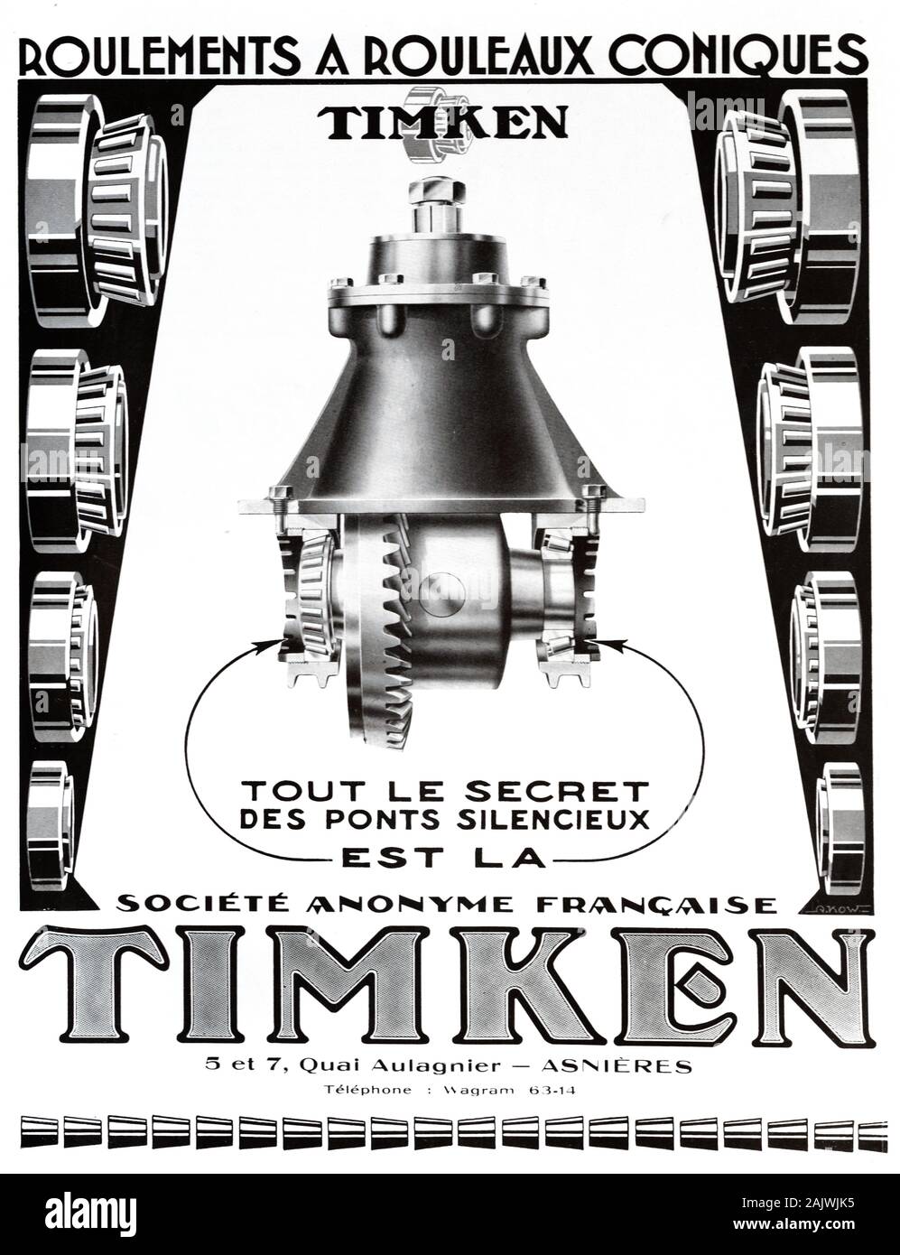 Vintage Advert, Old Advert, Advertisement or Publicity for Timken Gear Boxes, Gear Box or Transmission. Advert 1929 Stock Photo