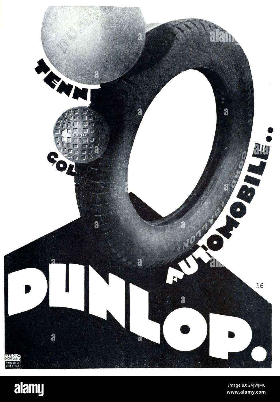 Old Advert, Vintage Advert, Advertisement or Publicity for Dunlop Tyres or Tires Advert 1927 Stock Photo