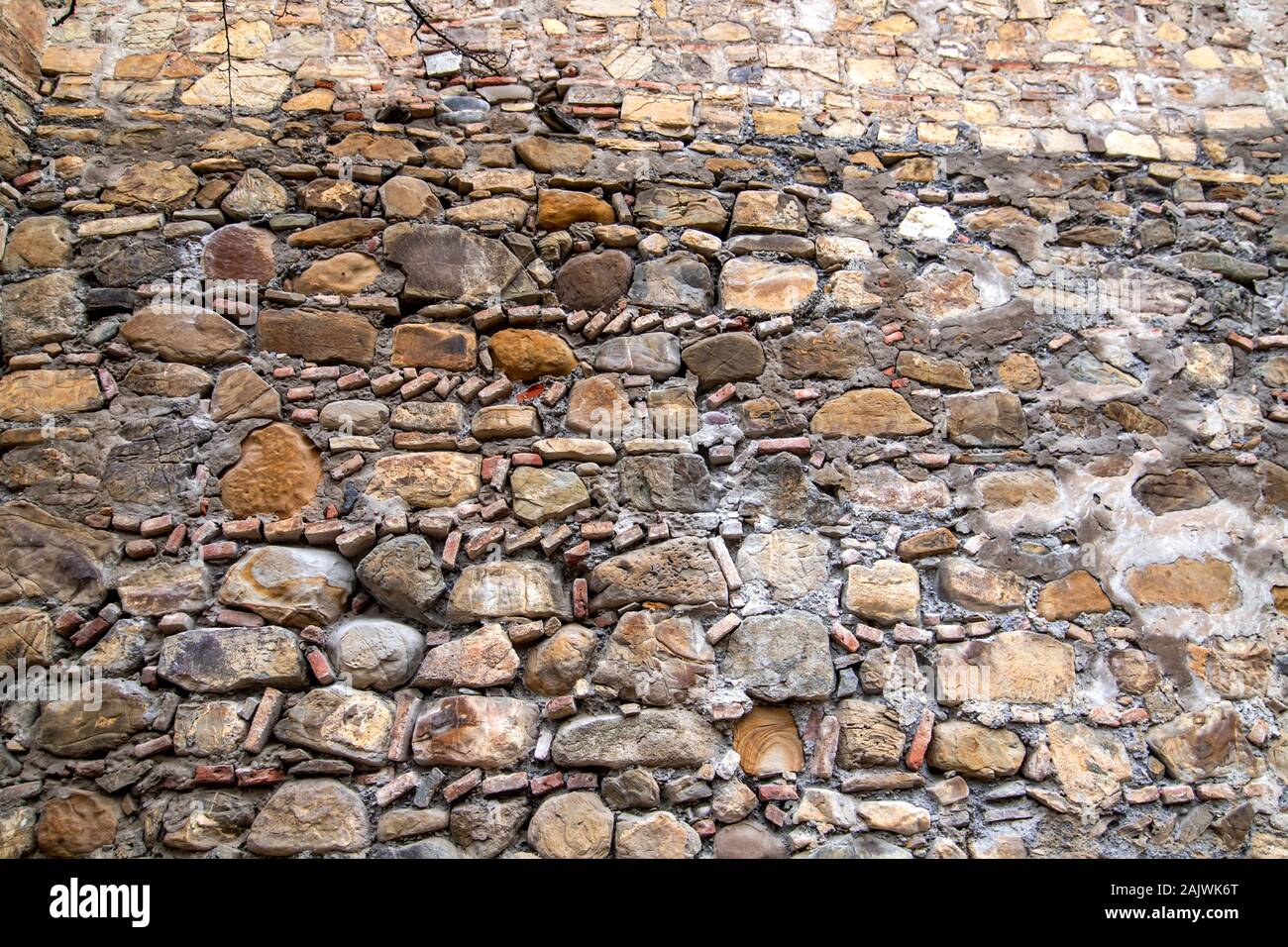 Background of ancient masonry wall of the fortified Ananuri castle ...
