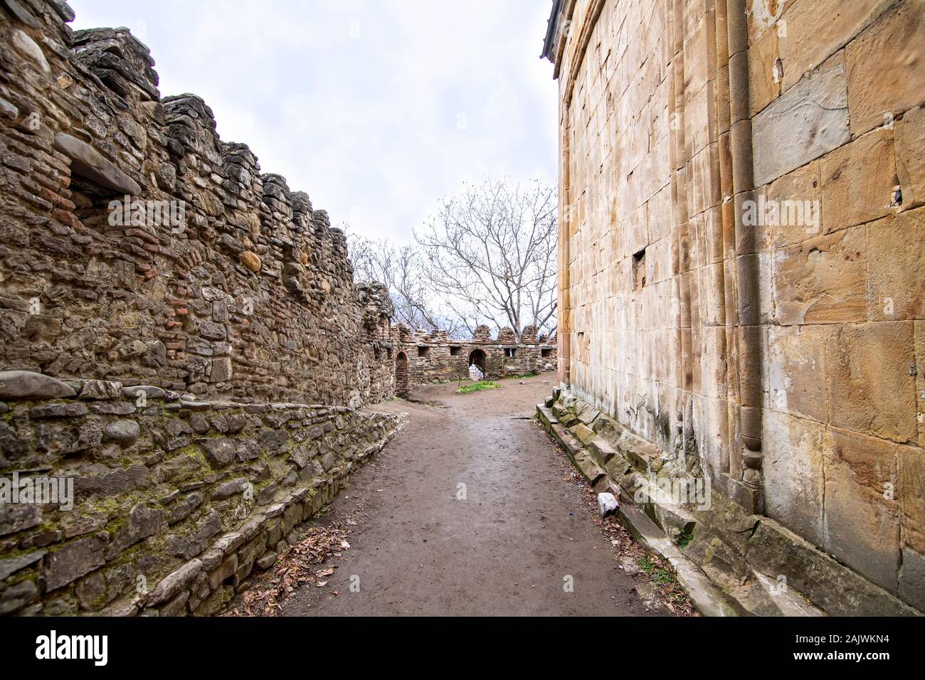 Historical Ananuri Fortified Castle on the Aragvi River in Georgia Stock Photo