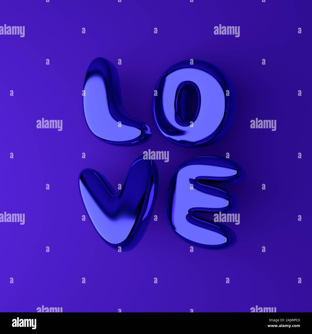 Love. Volumetric metallic blue letters similar to balloons. Element for ...