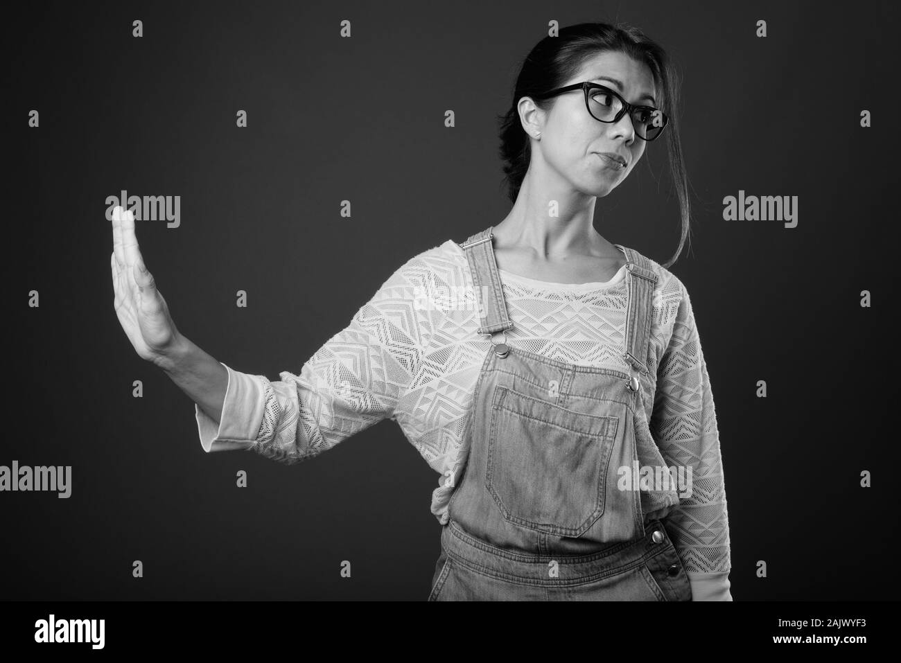 Portrait beautiful woman showing Black and White Stock Photos & Images ...