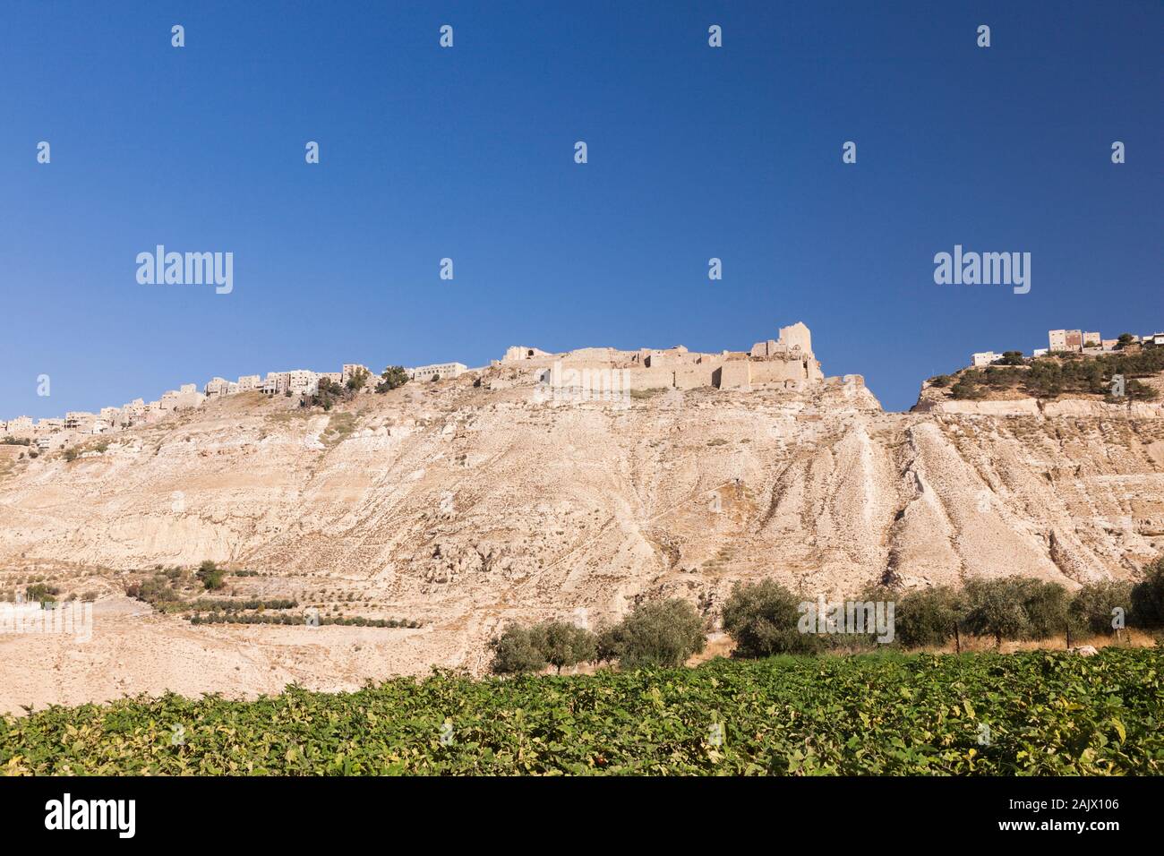 Kerak Castle, Al Karak, on hilltop, Kings Highway, route 35, historical road on the high land, Jordan, middle east, Asia Stock Photo