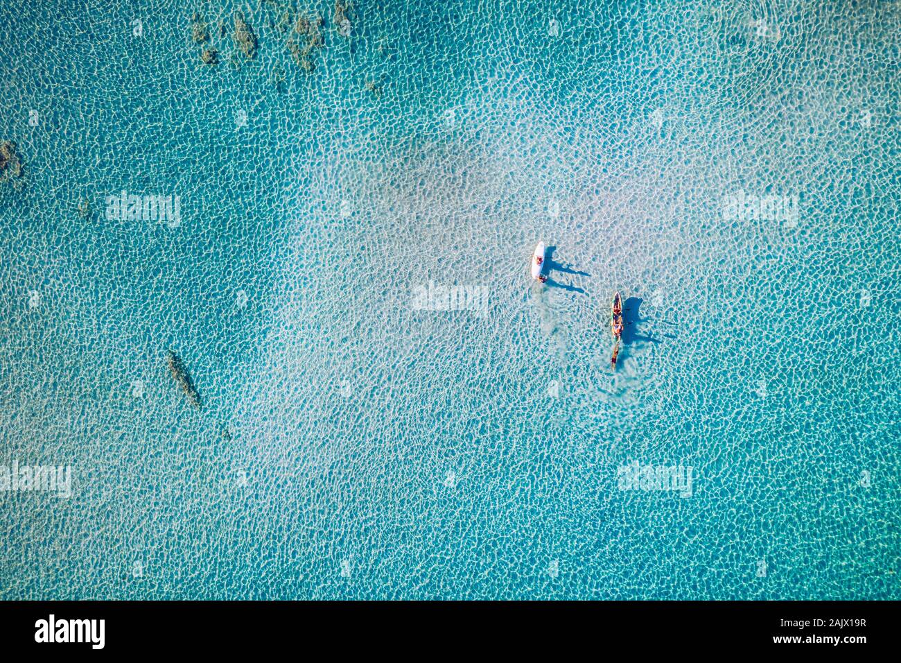 Kayaking in the sea with clear turquoise water. Kayaking, leisure