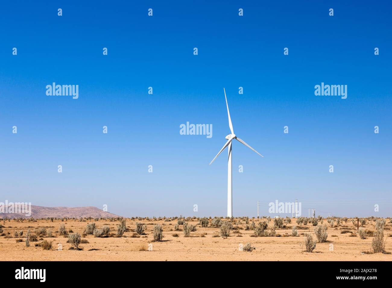 Windmill of wind power generation, near Dana Nature Reserve, at high land, Jordan, middle east, Asia Stock Photo