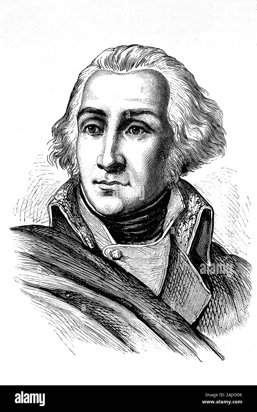 Jean Baptiste Jourdan. Marshal of the empire. Napoleonic wars. 1762-1833. Antique illustration. 1890. Stock Photo