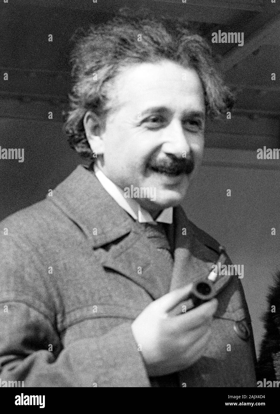 Vintage photo of theoretical physicist Albert Einstein (1879 – 1955). Photo by Bain News Service taken in April 1921 on his arrival in New York. Stock Photo