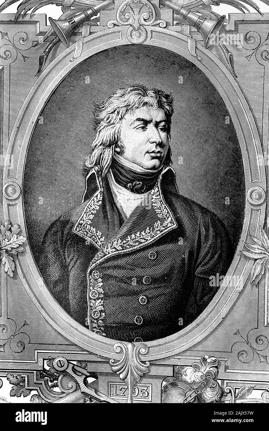Jean Louis Ebenezer de Reynier. French general of revolutionary wars. 1771-1814. Antique illustration. 1890. Stock Photo
